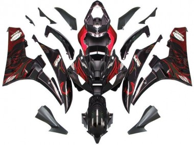 06-07 Schwarz rote Flamme Yamaha YZF R6 Motorrad Verkleidung