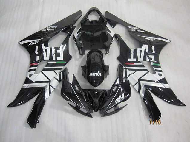 06-07 Schwarz weißer Motul Fiat Yamaha YZF R6 Motorrad Verkleidung 06-07 Schwarz weißer Motul Fiat Yamaha YZF R6 Motorrad Verkleidung