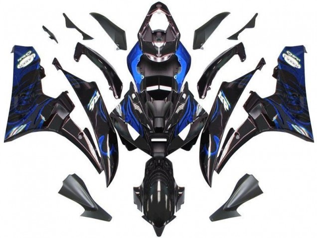 06-07 Schwarze Blau Flamme Yamaha YZF R6 Motorrad Verkleidung