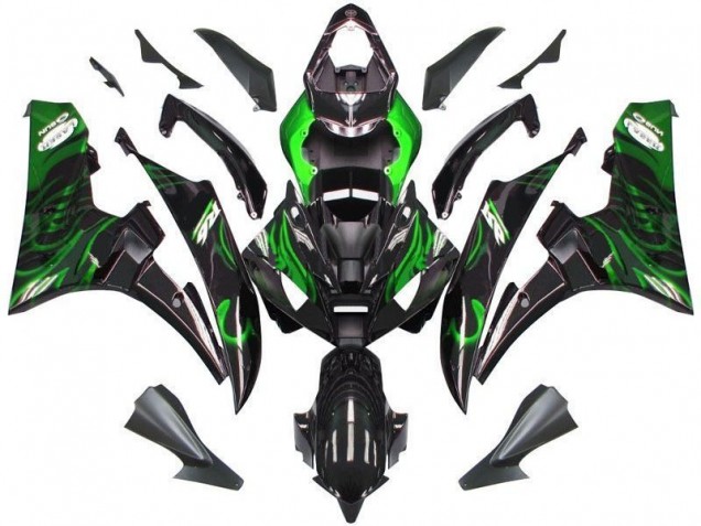 06-07 Schwarze grüne Flamme Yamaha YZF R6 Motorrad Verkleidung 06-07 Schwarze grüne Flamme Yamaha YZF R6 Motorrad Verkleidung