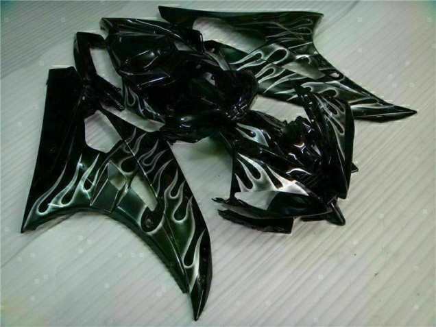 06-07 Silber Flamme Schwarz Yamaha YZF R6 Motorrad Verkleidung