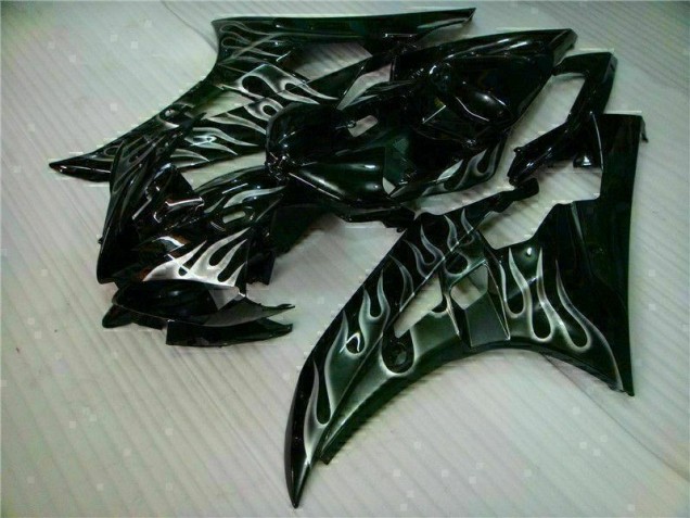 06-07 Silber Flamme Schwarz Yamaha YZF R6 Motorrad Verkleidung