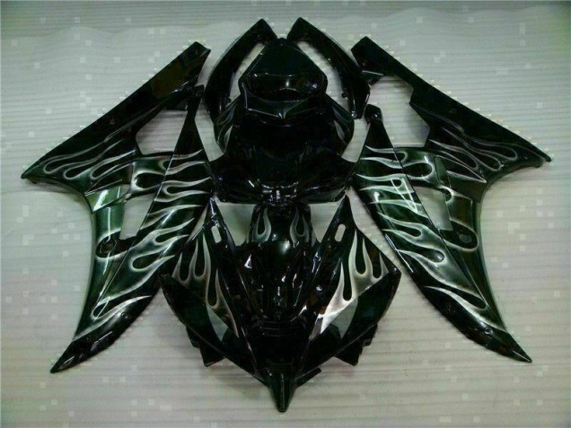 06-07 Silber Flamme Schwarz Yamaha YZF R6 Motorrad Verkleidung