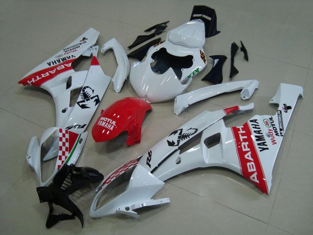 06-07 Weiß Rot Abarth Yamaha YZF R6 Motorrad Verkleidung 06-07 Weiß Rot Abarth Yamaha YZF R6 Motorrad Verkleidung