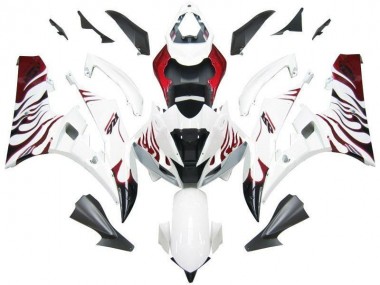 06-07 Weiß Rot Flamme Yamaha YZF R6 Motorrad Verkleidung