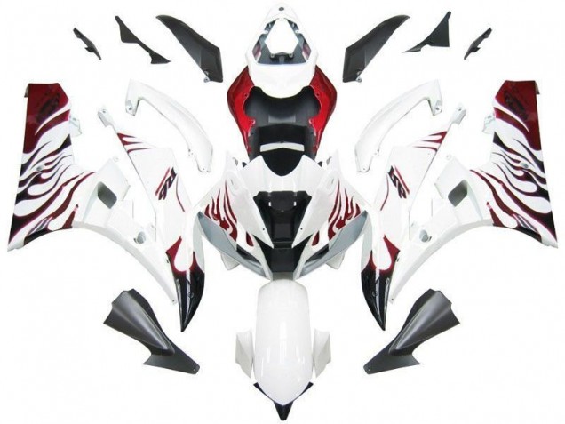 06-07 Weiß Rot Flamme Yamaha YZF R6 Motorrad Verkleidung 06-07 Weiß Rot Flamme Yamaha YZF R6 Motorrad Verkleidung