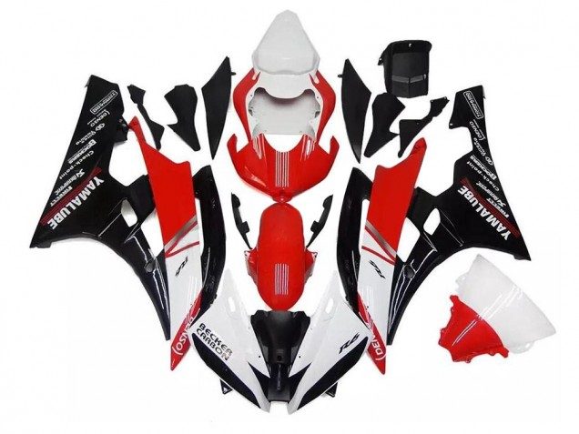06-07 Weiß Rot Schwarz Yamaha YZF R6 Motorrad Verkleidungen 06-07 Weiß Rot Schwarz Yamaha YZF R6 Motorrad Verkleidungen