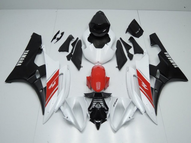 06-07 Weiß Rot Und Matt Schwarz Yamaha YZF R6 Motorrad Verkleidung 06-07 Weiß Rot Und Matt Schwarz Yamaha YZF R6 Motorrad Verkleidung