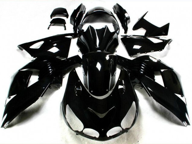 06-11 Glänzend Schwarz Kawasaki ZX14R ZZR1400 Motorrad Verkleidung 06-11 Glänzend Schwarz Kawasaki ZX14R ZZR1400 Motorrad Verkleidung