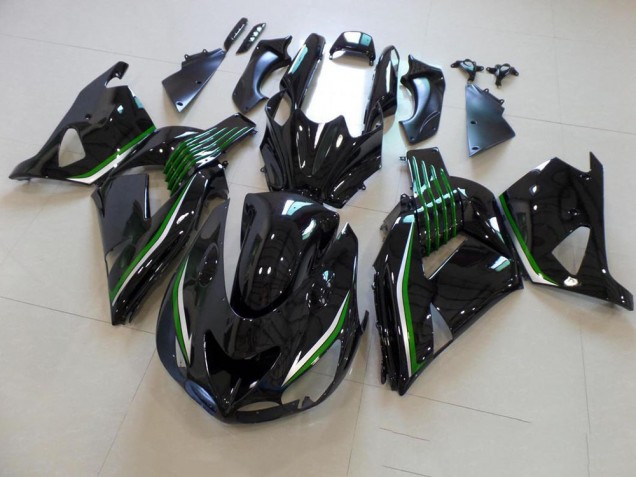 06-11 Glänzend Schwarz mit Grün Linie Kawasaki ZX14R ZZR1400 Motorrad Verkleidung 06-11 Glänzend Schwarz mit Grün Linie Kawasaki ZX14R ZZR1400 Motorrad Verkleidung