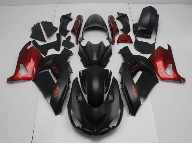 06-11 Matt Schwarz und Rot Kawasaki ZX14R ZZR1400 Motorrad Verkleidung