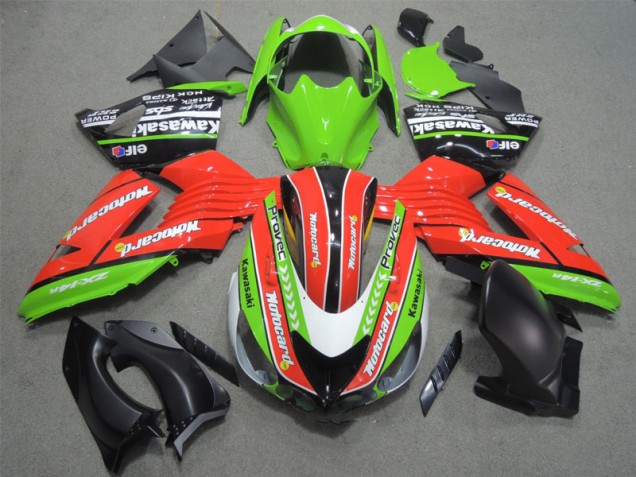 06-11 Rot Grün Motocard Kawasaki ZX14R ZZR1400 Motorrad Verkleidung 06-11 Rot Grün Motocard Kawasaki ZX14R ZZR1400 Motorrad Verkleidung