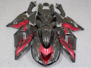 06-11 Schwarz Rot Kawasaki ZX14R ZZR1400 Motorrad Verkleidungen