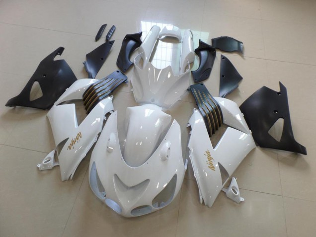 06-11 Weiß Und Matt Schwarz Kawasaki ZX14R ZZR1400 Motorrad Verkleidung 06-11 Weiß Und Matt Schwarz Kawasaki ZX14R ZZR1400 Motorrad Verkleidung