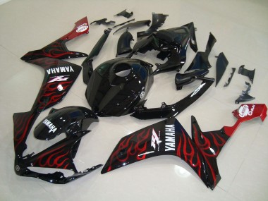 07-08 Glänzend Schwarz Flamme Yamaha YZF R1 Motorrad Verkleidung