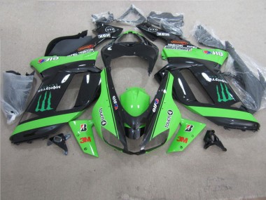 07-08 Grün Schwarz 3M Monster Kawasaki ZX6R Motorrad Verkleidung