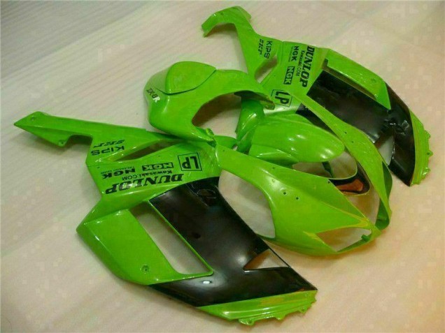 07-08 Grün Schwarzer Dunlop Kawasaki ZX6R Motorrad Verkleidung 07-08 Grün Schwarzer Dunlop Kawasaki ZX6R Motorrad Verkleidung
