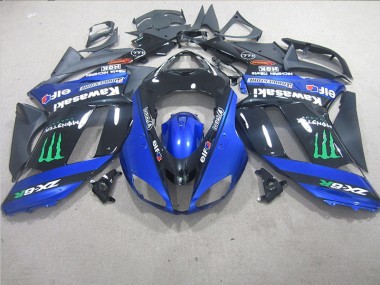 07-08 Schwarz Blaus Monster Kawasaki ZX6R Motorrad Verkleidung