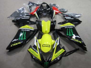 07-08 Schwarz Gelb Motul Leovince Yamaha YZF R1 Motorrad Verkleidung