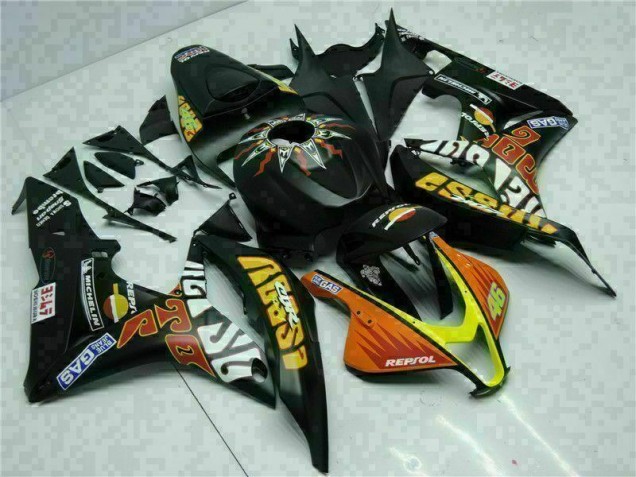 07-08 Schwarz Gelb Repsol 46 Honda CBR600RR Motorrad Verkleidung 07-08 Schwarz Gelb Repsol 46 Honda CBR600RR Motorrad Verkleidung