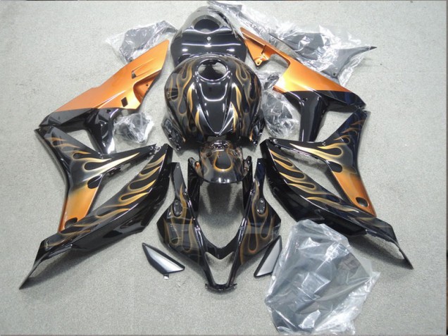 07-08 Schwarz Orange Flamme Honda CBR600RR Motorrad Verkleidung 07-08 Schwarz Orange Flamme Honda CBR600RR Motorrad Verkleidung