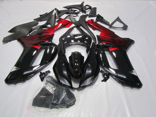 07-08 Schwarz Rot Kawasaki ZX6R Motorrad Verkleidung 07-08 Schwarz Rot Kawasaki ZX6R Motorrad Verkleidung