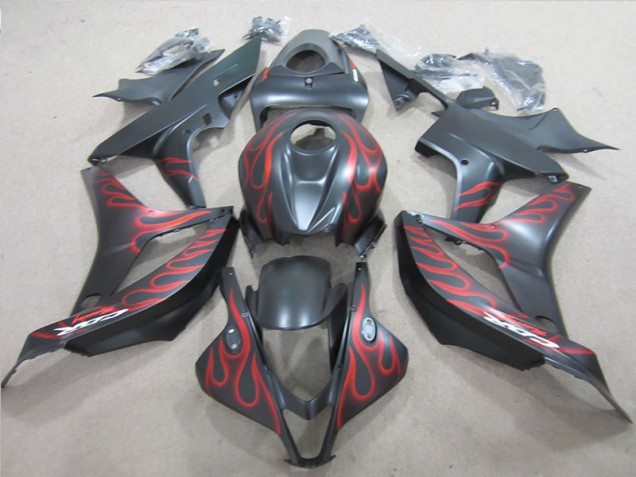 07-08 Schwarz mit roter Flamme Honda CBR600RR Motorrad Verkleidung 07-08 Schwarz mit roter Flamme Honda CBR600RR Motorrad Verkleidung