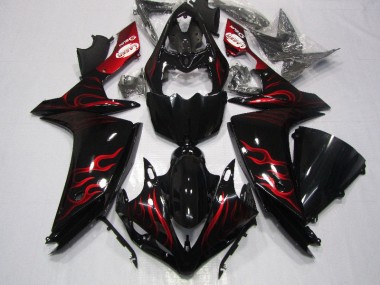 07-08 Schwarz rote Flamme Yamaha YZF R1 Motorrad Verkleidung