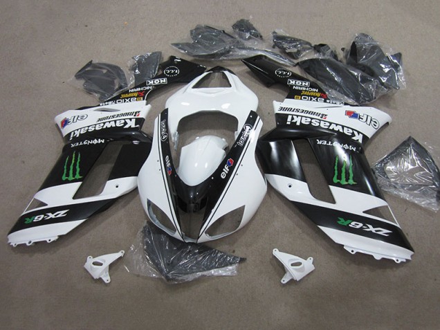 07-08 Schwarz weißes Monster Kawasaki ZX6R Motorrad Verkleidung