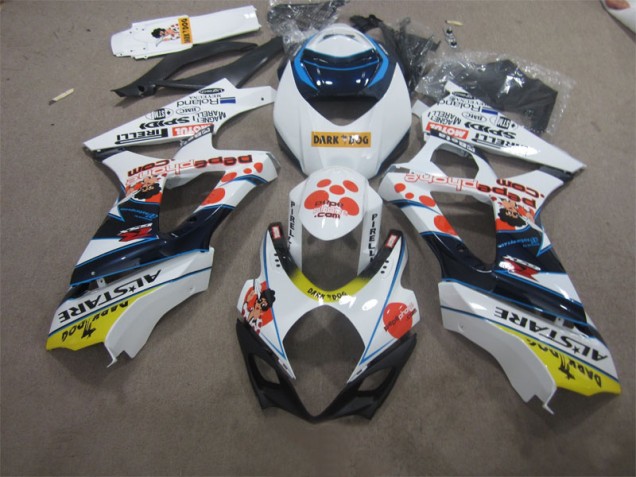 07-08 Weiß Blau Dunkel Hund Suzuki GSXR 1000 Motorrad Verkleidung 07-08 Weiß Blau Dunkel Hund Suzuki GSXR 1000 Motorrad Verkleidung