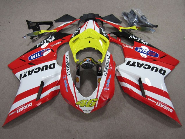 07-14 Rot Weiß Generali 46 Ducati 1098 848 Motorrad Verkleidung 07-14 Rot Weiß Generali 46 Ducati 1098 848 Motorrad Verkleidung