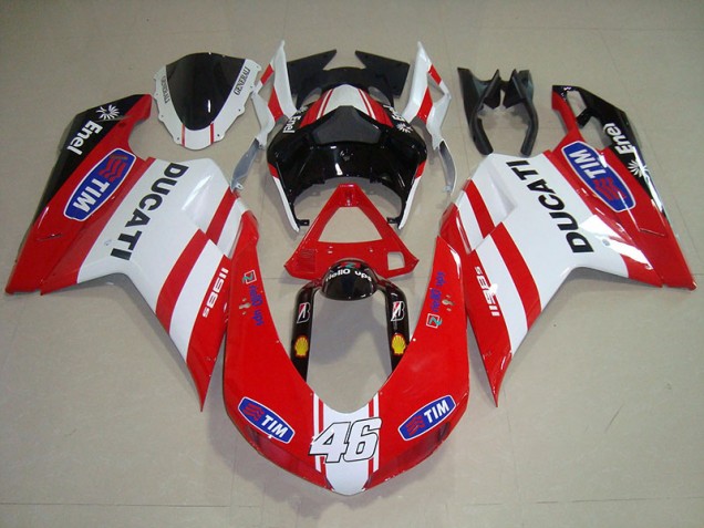 07-14 Rot Weiß Tim 46 Ducati 1098 Motorrad Verkleidung 07-14 Rot Weiß Tim 46 Ducati 1098 Motorrad Verkleidung