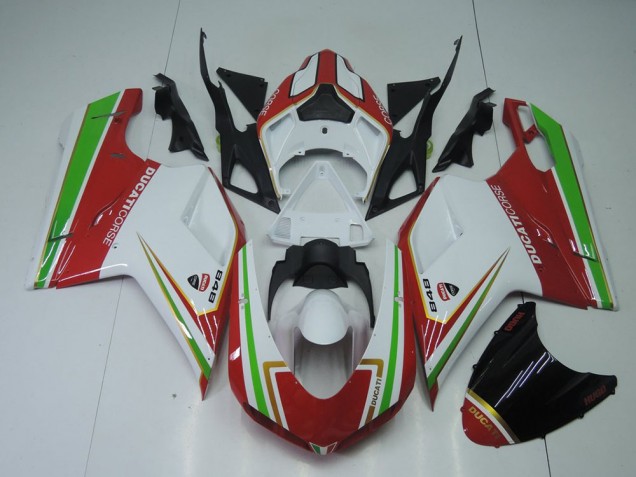 07-14 Rot Weiß Und Grün Ducati 848 1098 1198 Motorrad Verkleidung 07-14 Rot Weiß Und Grün Ducati 848 1098 1198 Motorrad Verkleidung