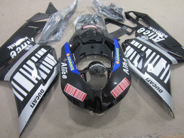 07-14 Schwarz Weiß Advance Alice Ducati 1098 Motorrad Verkleidung 07-14 Schwarz Weiß Advance Alice Ducati 1098 Motorrad Verkleidung