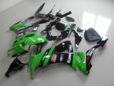 08-10 Grün Schwarzer Kick Kawasaki ZX10R Motorrad Verkleidung