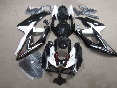 08-10 Schwarz Weiß Suzuki GSXR 600 Motorrad Verkleidungen