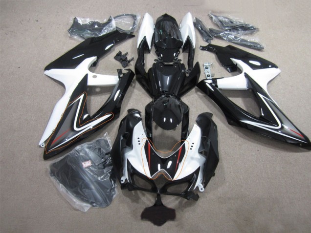 08-10 Schwarz Weiß Suzuki GSXR 600 Motorrad Verkleidungen