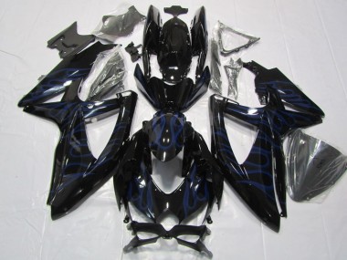 08-10 Schwarze Blau Flamme Suzuki GSXR 600 Motorrad Verkleidung
