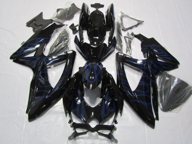 08-10 Schwarze Blau Flamme Suzuki GSXR 600 Motorrad Verkleidung 08-10 Schwarze Blau Flamme Suzuki GSXR 600 Motorrad Verkleidung