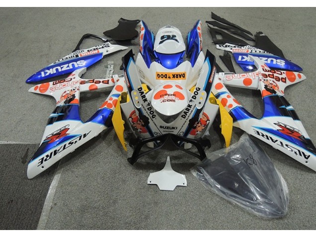 08-10 Weiß Blau Dunkel Hund Suzuki GSXR 600 Motorrad Verkleidung 08-10 Weiß Blau Dunkel Hund Suzuki GSXR 600 Motorrad Verkleidung