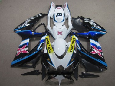 08-10 Weiß Dunkel Hund 07 Suzuki GSXR 600 Motorrad Verkleidung