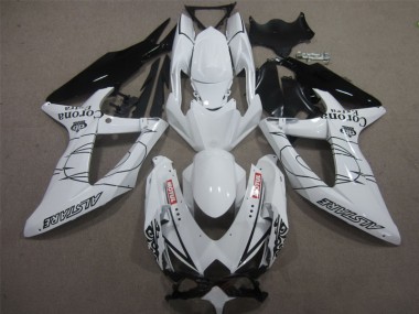 08-10 Weiß Schwarz Corona Extra Motul Suzuki GSXR 600 Motorrad Verkleidung