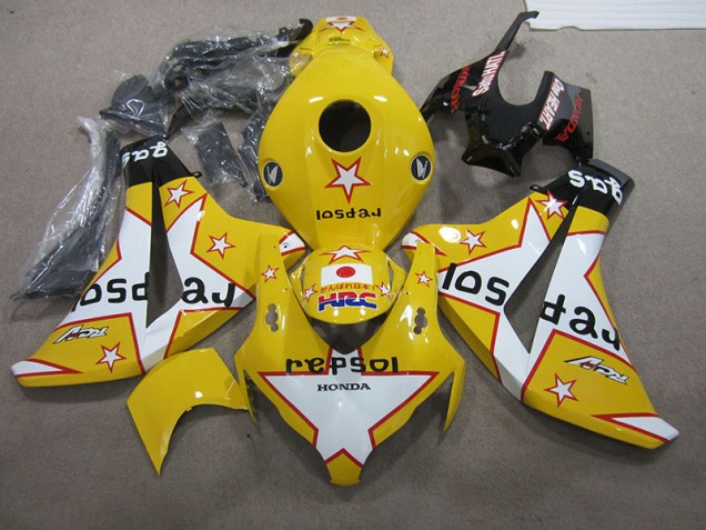 08-11 Gelb Repsol HRC Honda CBR1000RR Motorrad Verkleidung
