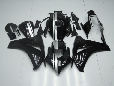 08-11 Glänzend Schwarz mit silbernem Streifen Honda CBR1000RR Motorrad Verkleidung