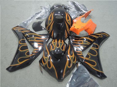 08-11 Schwarz Orange Flamme Honda CBR1000RR Motorrad Verkleidung