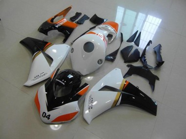 08-11 Weiß Und Schwarz Und Orange Rennen Honda CBR1000RR Motorrad Verkleidung