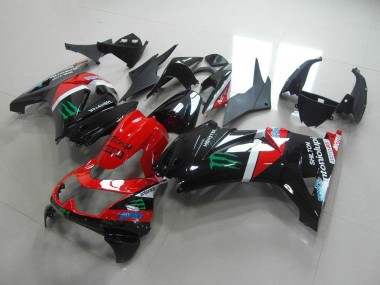 08-12 Rot und Schwarz Monster Kawasaki ZX250R Motorrad Verkleidung