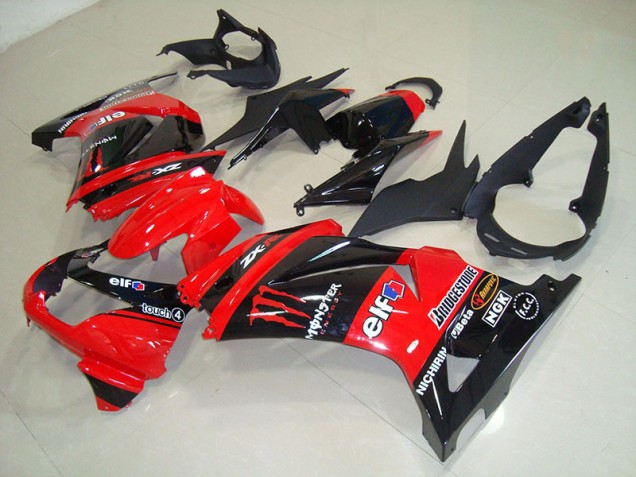 08-12 Schwarz Rot Monster Kawasaki ZX250R Motorrad Verkleidung 08-12 Schwarz Rot Monster Kawasaki ZX250R Motorrad Verkleidung