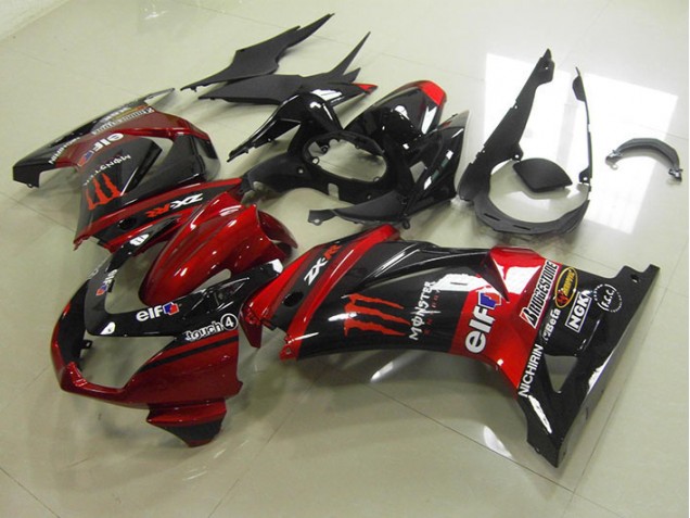 08-12 Schwarz Rot Monster Kawasaki ZX250R Motorrad Verkleidungen 08-12 Schwarz Rot Monster Kawasaki ZX250R Motorrad Verkleidungen