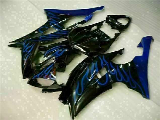 08-16 Blau Flamme Schwarz Yamaha YZF R6 Motorrad Verkleidung
